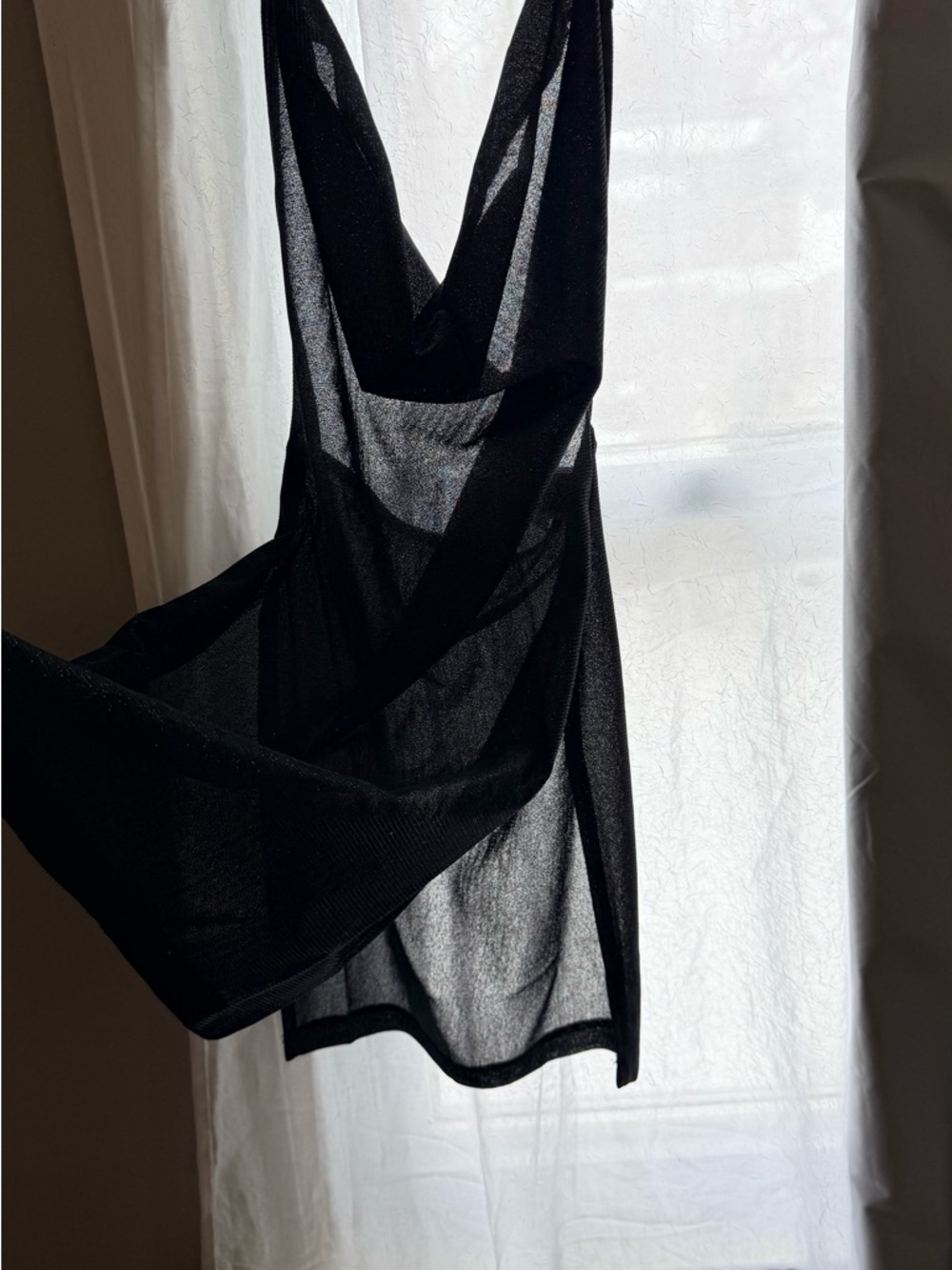 SHEIN Sparkling Black Halter Top with Cascading Deep Cowl Neckline - Picture 8 of 11